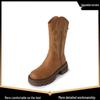 Retro Soft Leather Thick Sole Western Cowboy Mid-Calf Boots for Women, Autumn/Winter Martin Style