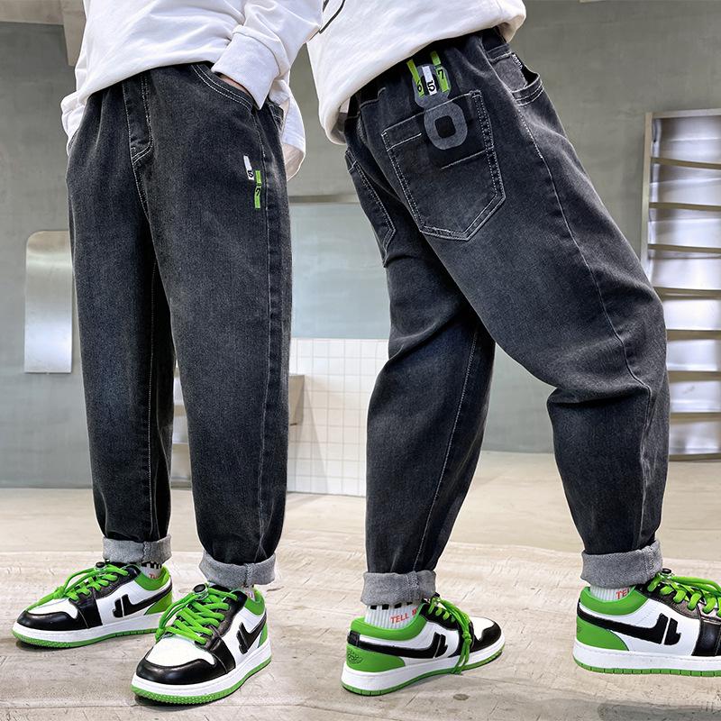 

Детские джинсы для мальчиков на весну и осень 2025 года - Прямого кроя, модные и стильные для детей Size 140