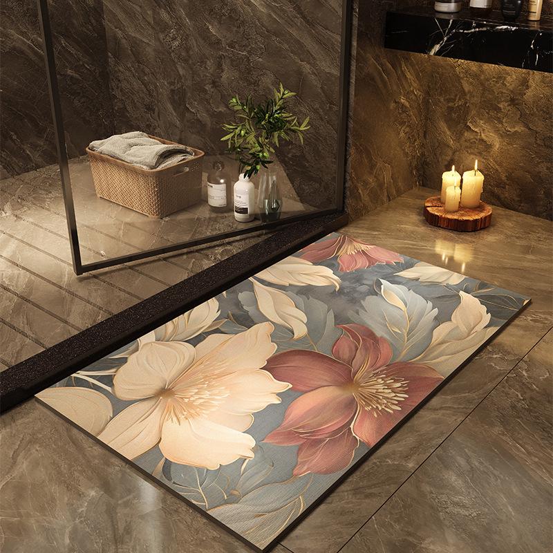 Quick-Dry, Non-Slip Diatomaceous Earth Bathroom Mat - Stylish, Absorbent, Cut-to-Fit, Stain & Wear Resistant