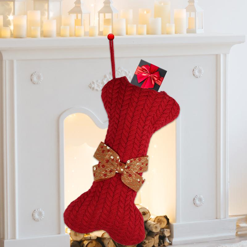 Christmas Decorations Knitted Wool Pendant Gift Bag Christmas Stockings Christmas Pendant Large Gift Bag