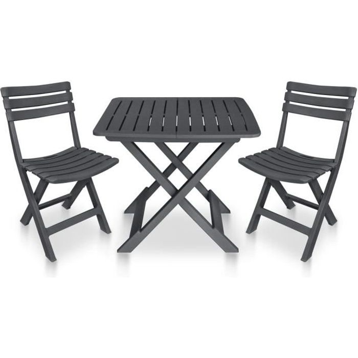 VidaXL Mobilier de bistro pliable 3 pcs Plastique Anthracite