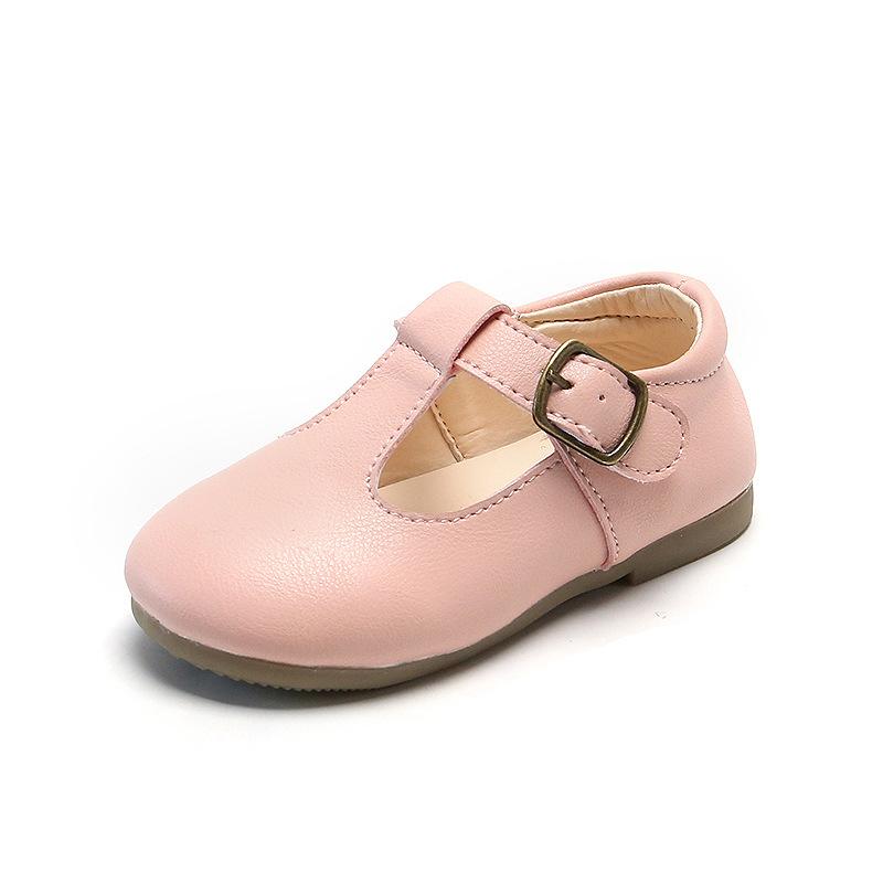 Spring Autumn Kids Shoes T Strap Leather Shoes Girls Non Slip Toddlers Mary Janes Baby Children Buckle Strap Flats