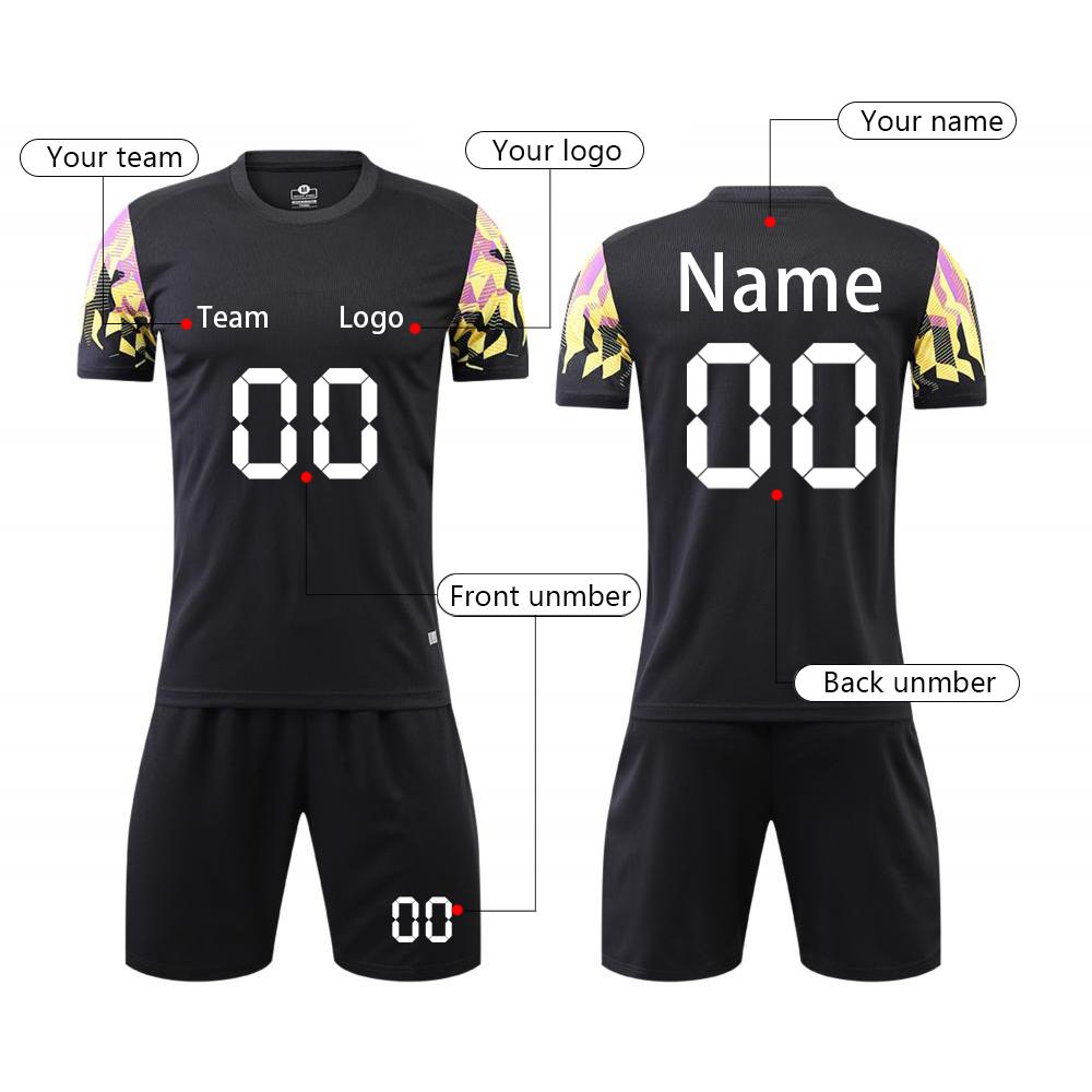 Custom Soccer Jersey Set for Men and Youth Personalized Team Uniform with and Number Breathable Sportswear