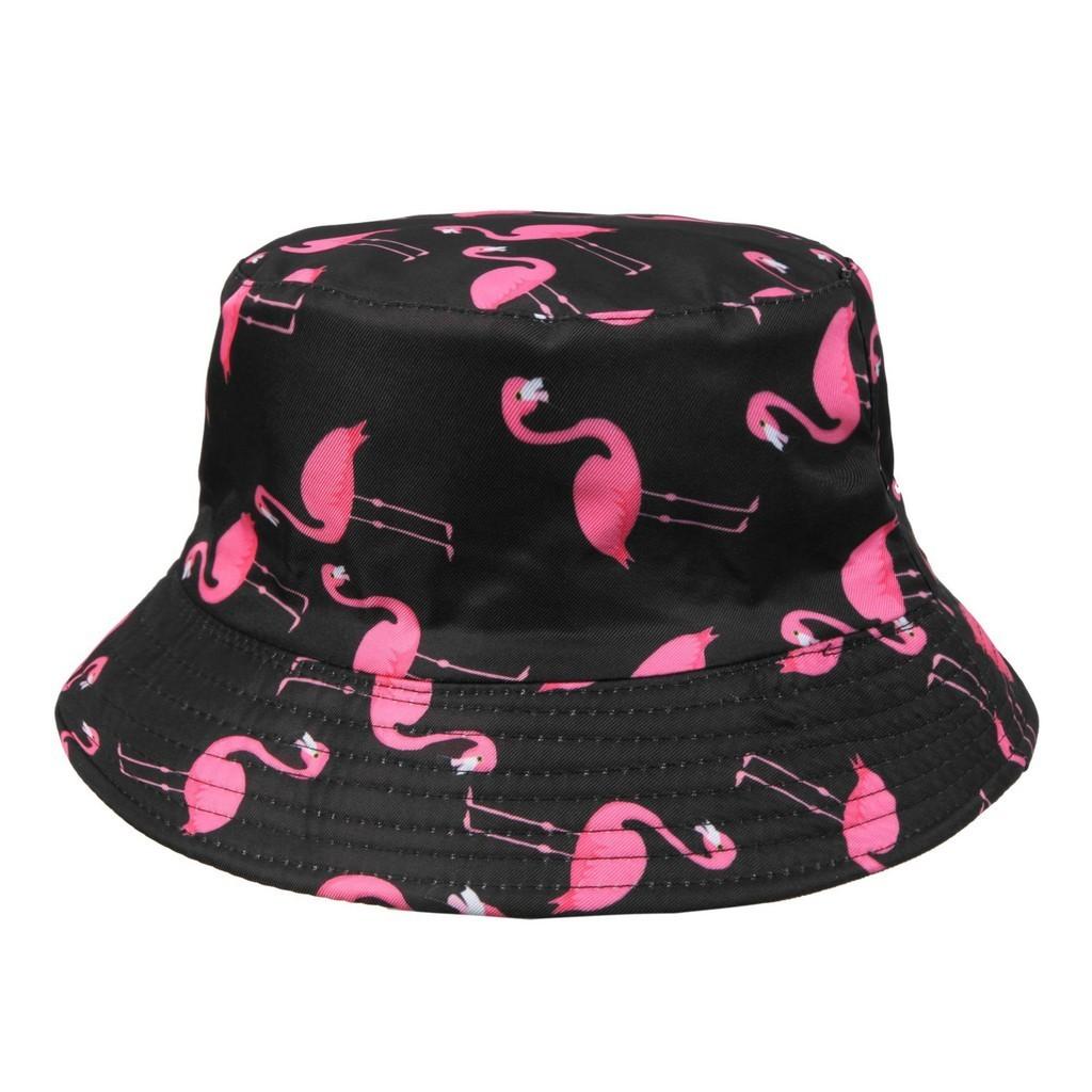 Fashionable Flamingo Print Reversible Fisherman Hat Women Sun Hat Sunscreen Bucket Hat