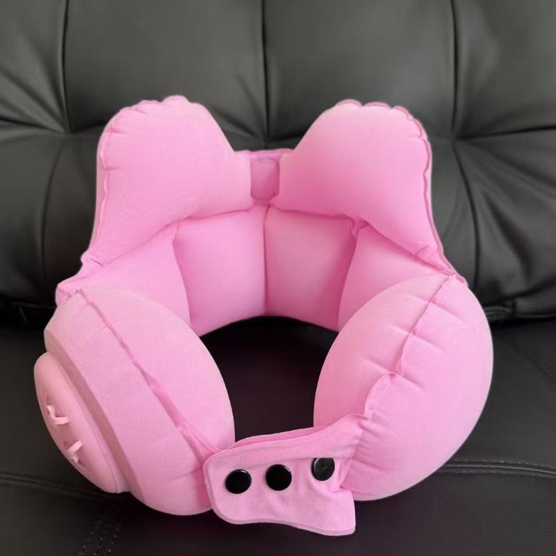 1Pc Compressible Inflatable Neck Pillow, Portable Travel Cervical Support Pillow, Inflatable Air Neck Rest For Plane & Naps