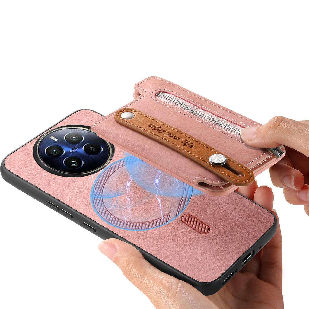 2 in 1 Detachable Magnetic Cards Solt Zipper Wallet Leather Wristband Case For OPPO Reno 13 Pro 5G 12 11F 11 A58 A78 Bag Cover