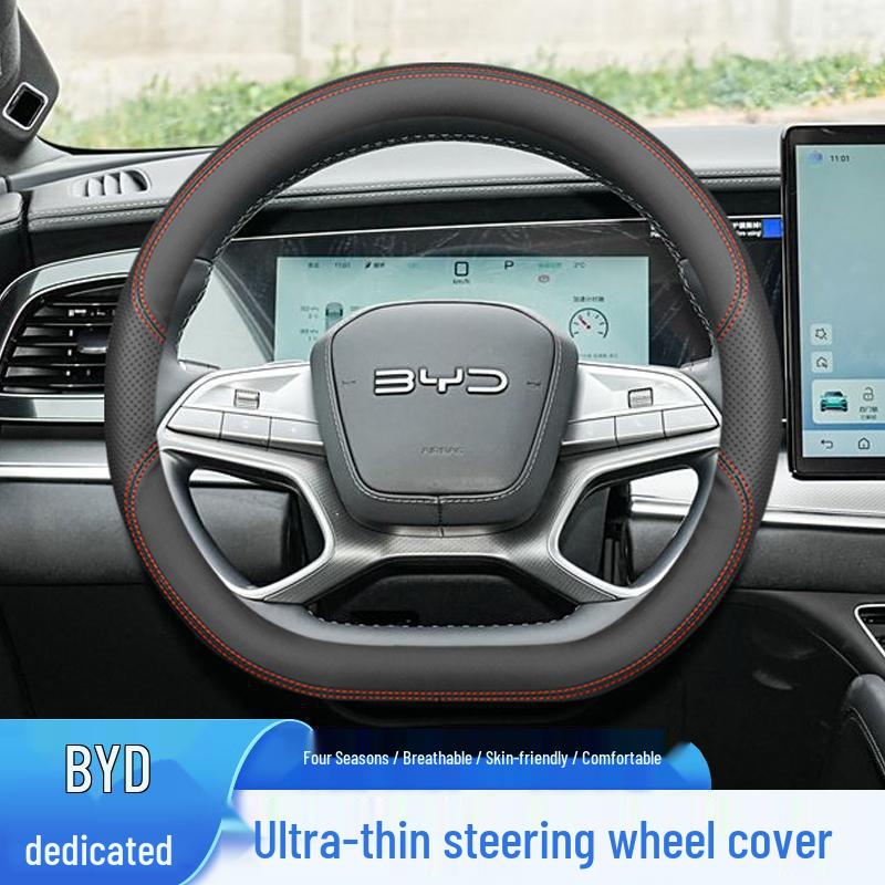 BYD Qin L Non-Slip, Odorless Steering Wheel Cover - No-Sew Interior Modification.