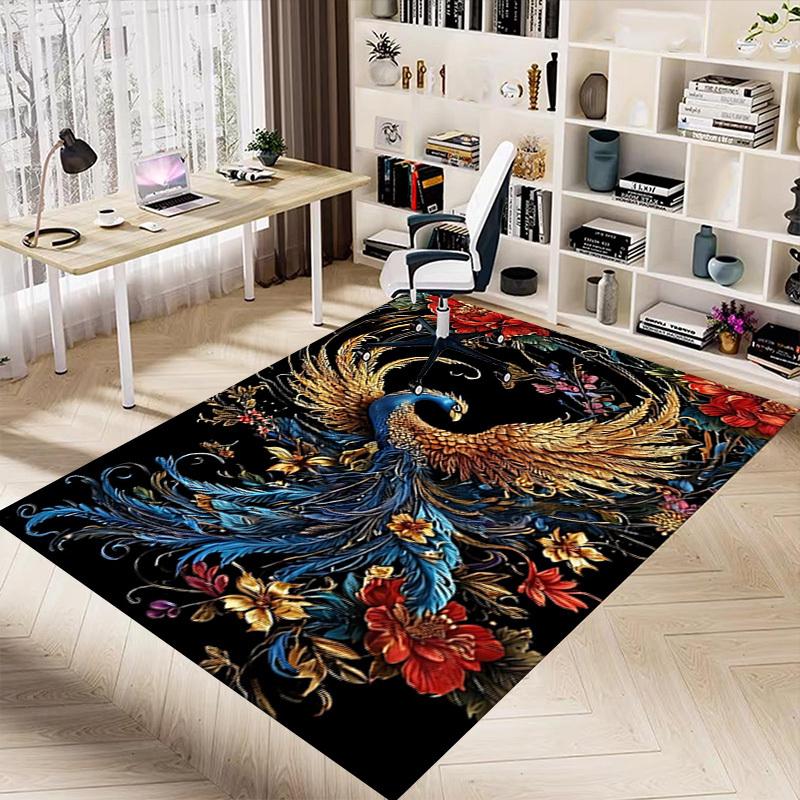 1pc Phoenix Flowers Carpet Anti Slip Polyester Floor Mat for office,Bedroom