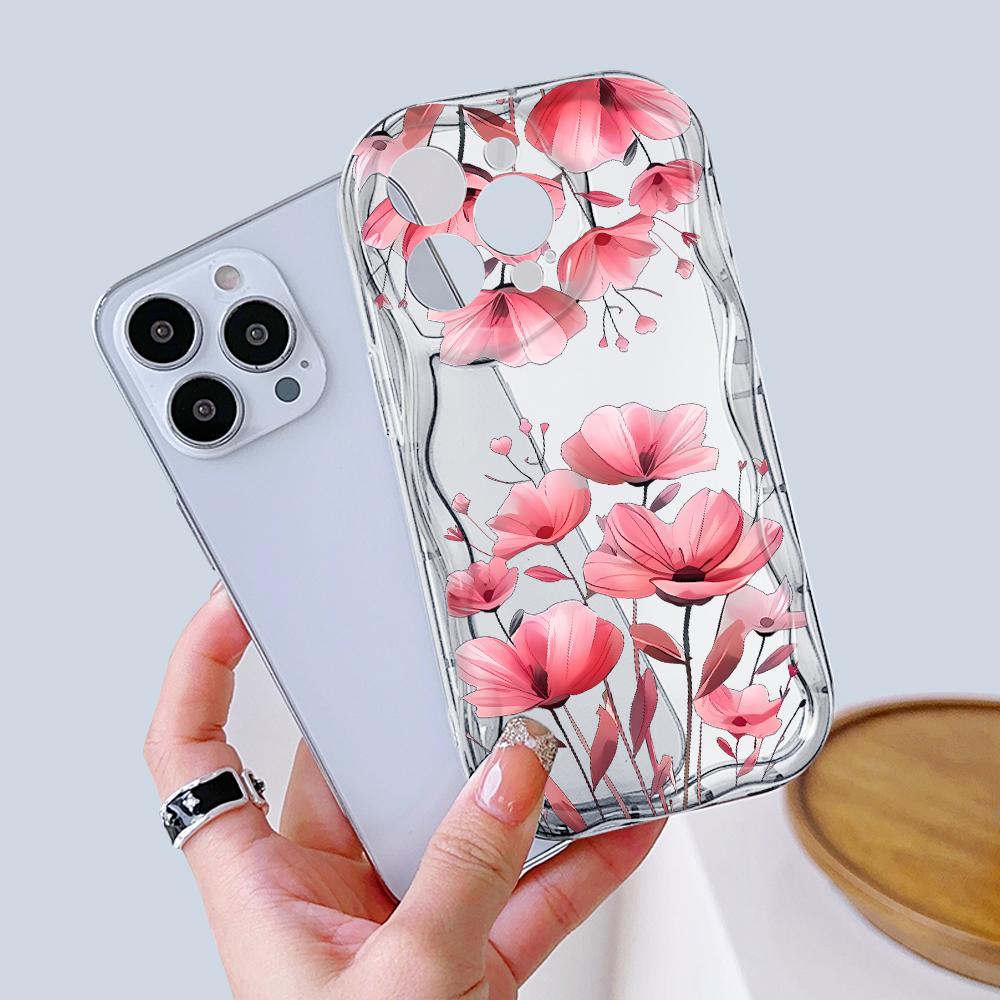 Cartoon Pattern Cream Texture Casing Wavy Edge Soft Silicone Cover Phone Case for IPhone Samsung Huawei Honor Xiaomi Redmi Infinix Tecno