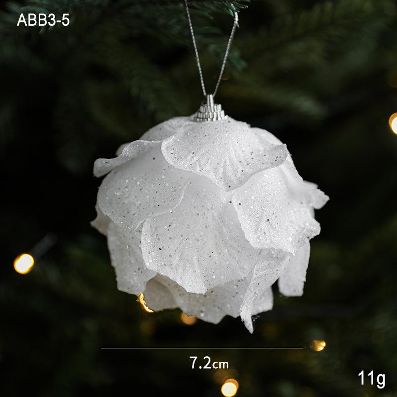 New Christmas Tree Decorative Pendant Christmas Ball Hanging White Petal Glitter Foam Ball Christmas Decorations 2025