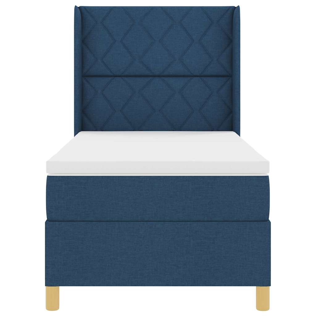 Boxspring Bed with Headboard Blue 90 x 200 cm Fabric