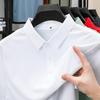 Pánské letní polo tričko z ledového hedvábí - Elastické, nemačkavé, jednobarevné, krátký rukáv, Business Casual s límečkem.