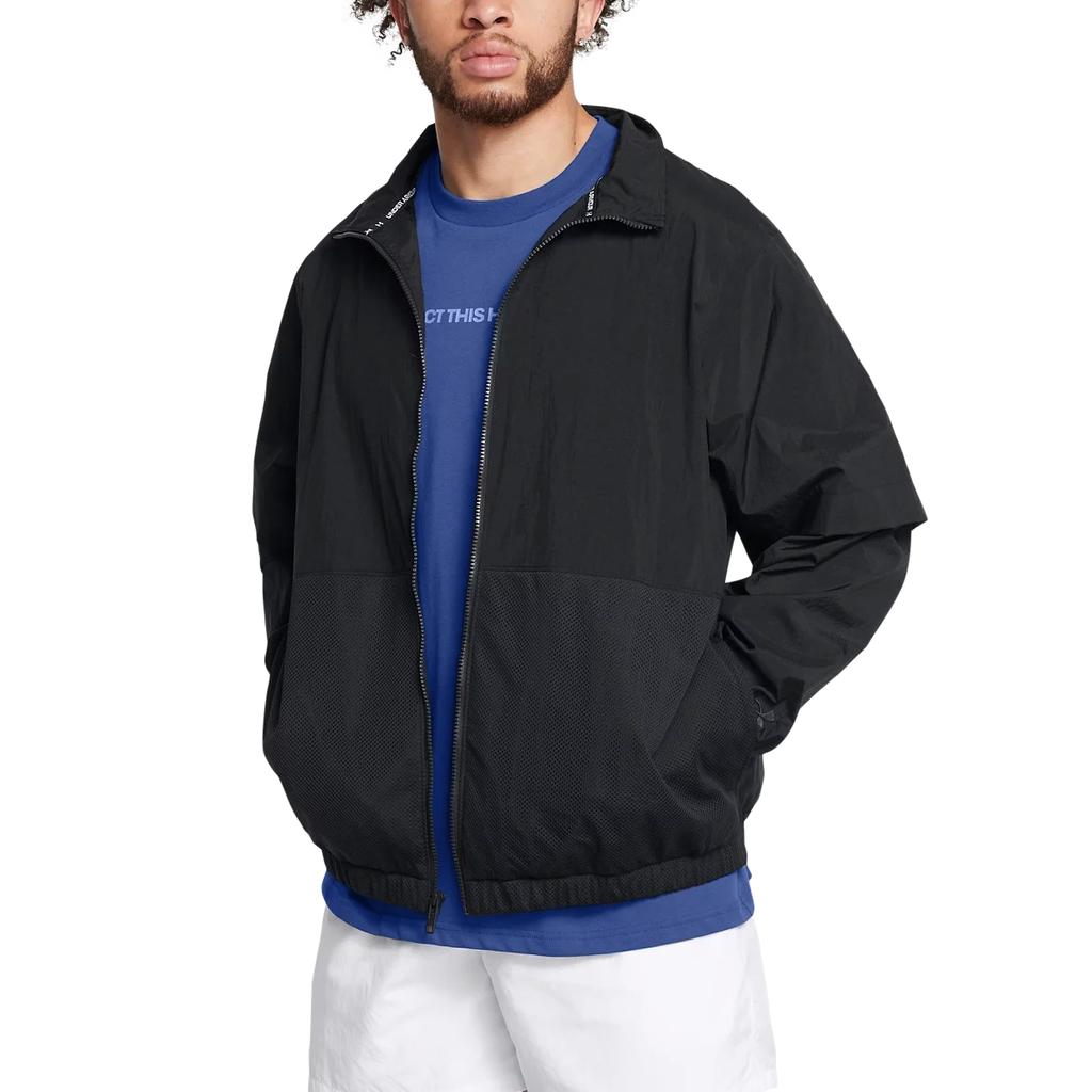 Under Armour Crinkle Fashion Loose Woven Jacket Men Jackets Black 1386605-001