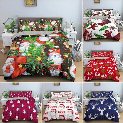 Weihnachtsdekoration Bettwäscheset Luxuriös Weich Bettbezug Set 3D Weihnachts-Druck Steppdecke Bezug King Queen Einzelgröße Heimtextil