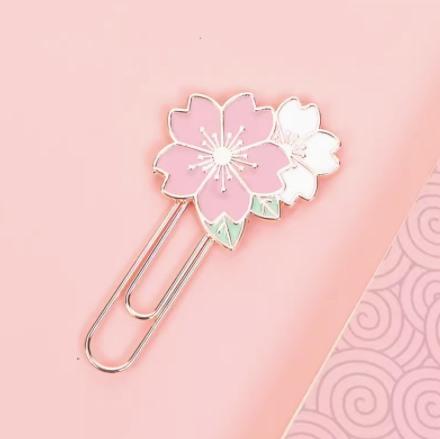 

5pcs Metal cherry blossom book clip, paper clip, information book clip, office message clip, fun and cute decoration рожевий