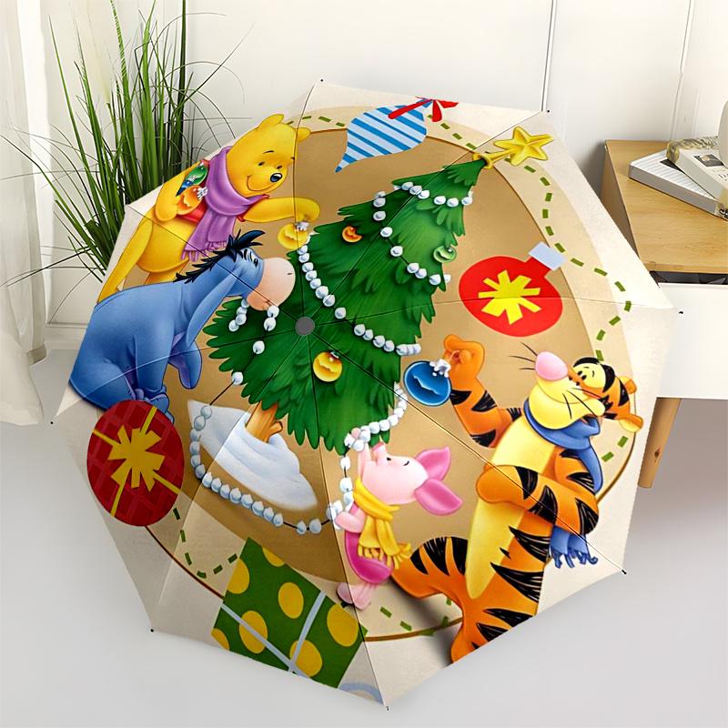 

Winnie and friends Themed Travel Umbrella-8 Ribs Automatic Opening and Closing, Portable Folding Design, Compact and Stylish Umbrella