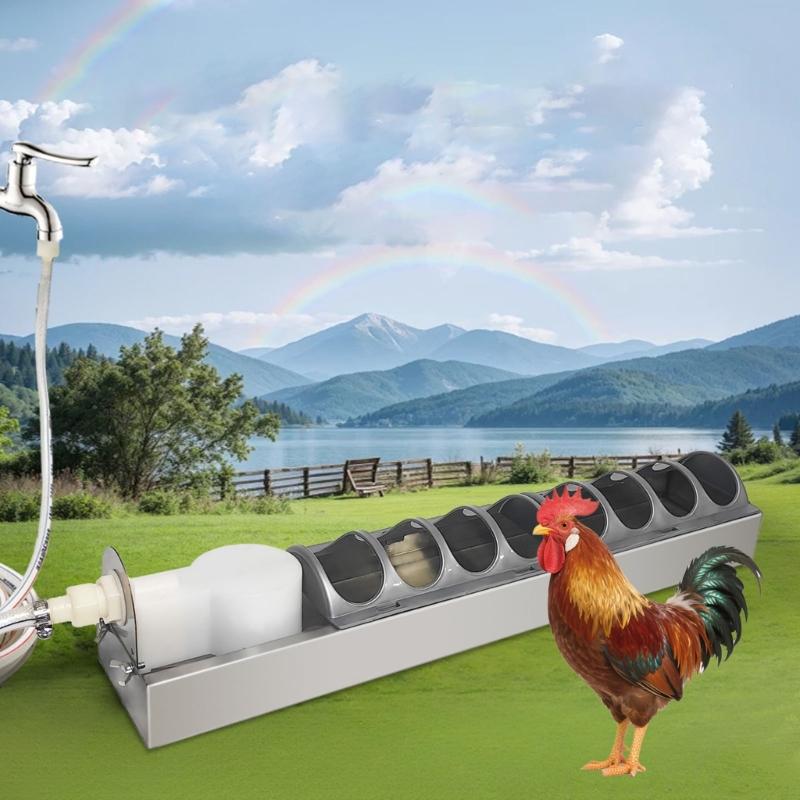 Stainless Steel Automatic Chicken Waterer For Poultry Durability Easyly Clean Perfect For Home Or Farm Use
