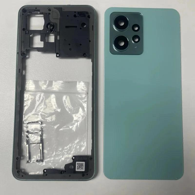 Per Custodia Pannello Coperchio Posteriore Batteria Telaio Centrale Scocca Telefono Redmi Note 12 4G Lente Fotocamera Posteriore Vassoio SIM Card