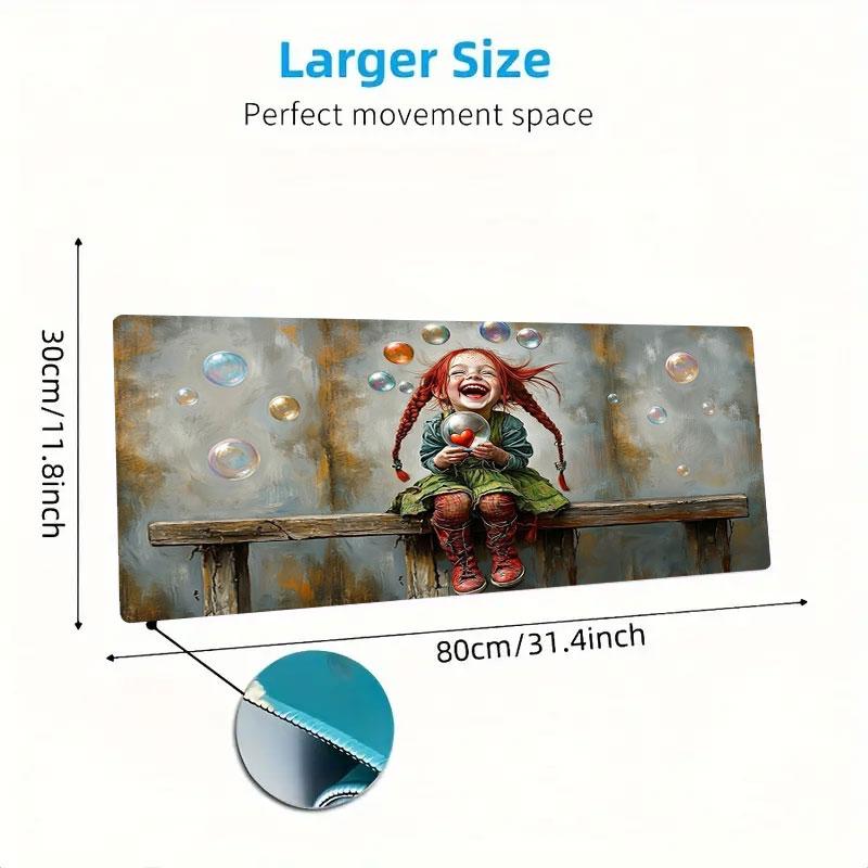 Pippi Longstocking Large Size Mouse Pad Large Gaming Table Cushion Non-slip Laptop Tablet Big Mousepad XXL Mat Mini PC Playmat With Lock edge
