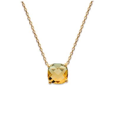 [Q4692] - Gold Plated Necklace 'Sissi' Amber Golden - 45 Cm 8 Mm