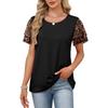 Spring and Summer New Style Round-neck Printed Contrasting Double-layer Short-sleeved T-shirt for Women
