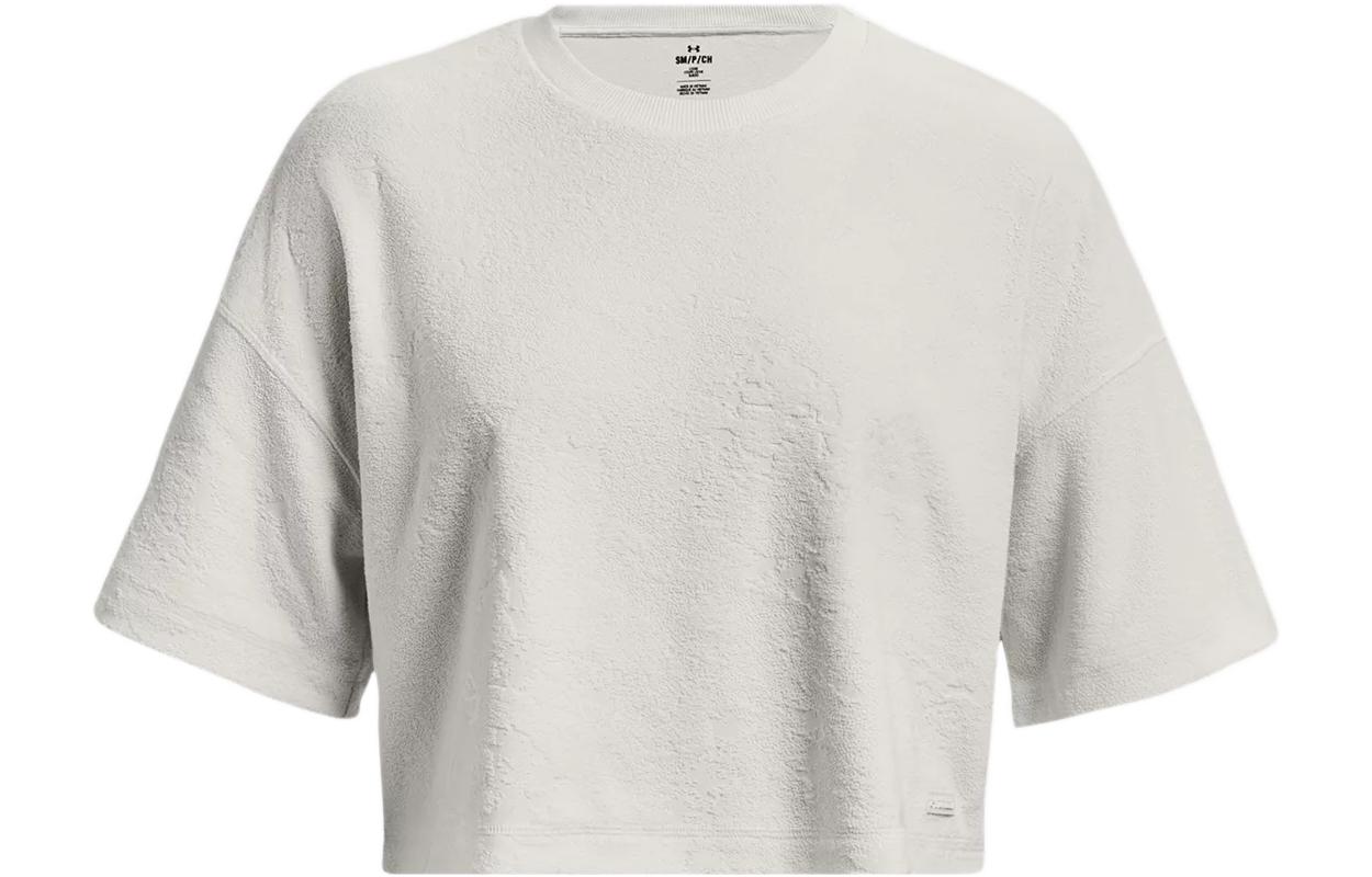 Under Armour Journey Crop Tops Women s Mist Gray Crew Neck Moderate 1376914-006 M