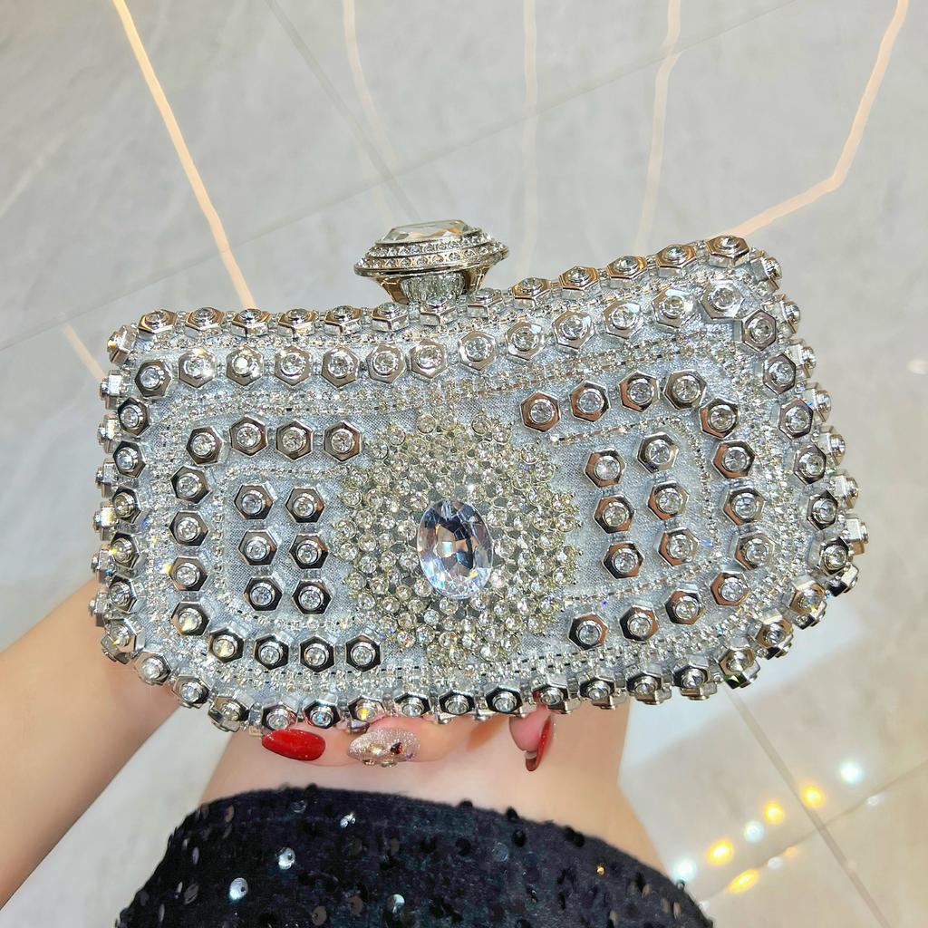 Borsa da sera elegante per banchetti con intarsi di diamanti, pochette da donna, borsa a tracolla per abito impreziosita da cristalli
