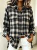 Damen Vintage Karomuster Flanellhemd Langarm Lockerer Schnitt Oberteil für Herbst Winter Streetwear
