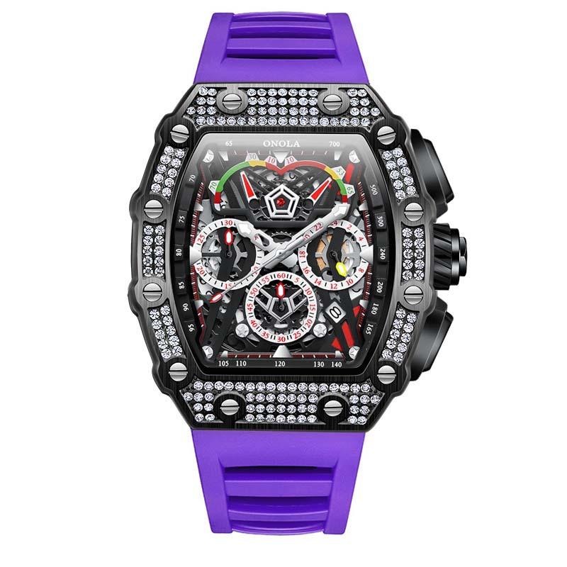 Fashionable Full Diamond Design Multifunctional Fully Automatic Mechanical Watch for Men