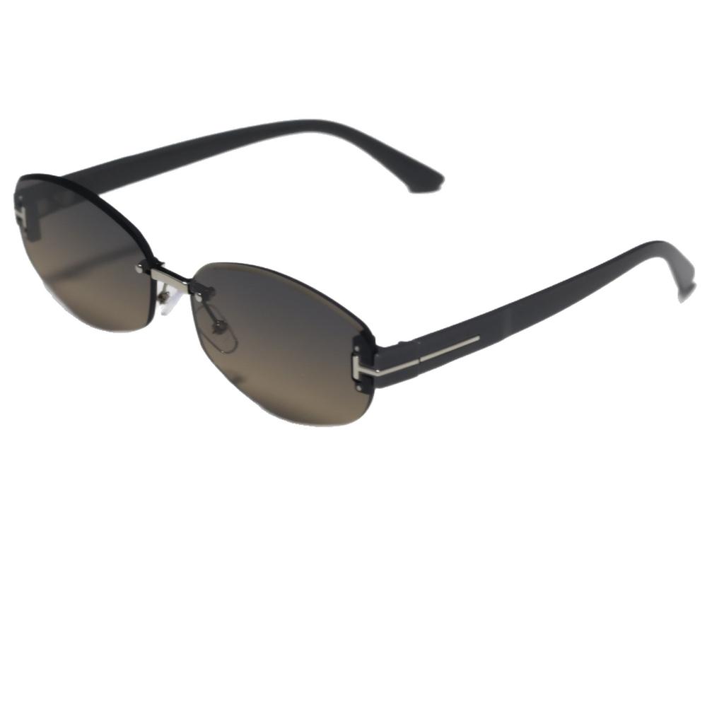 2026 New European and American Fashion Oval Rimless Sunglasses Women's Personality Trend Street Photography Sunscreen Sunglasses Women