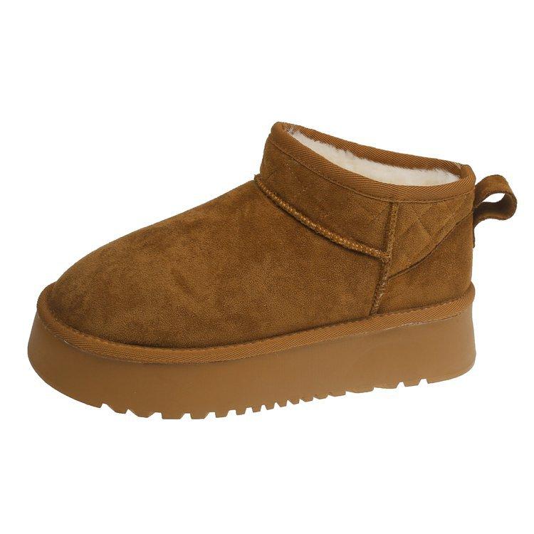 Zhou Dongyu Has the Same Style~ Uncle's Wool Integrated Velvet Thick-soled Snow Boots Women's 2025 Winter Cotton Shoes Short Boots