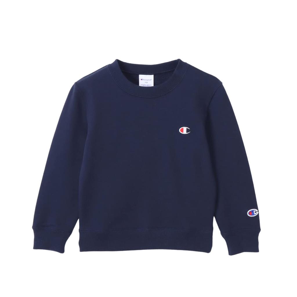 Champion Long Sleeve Crew Neck with Embroidered Size 160 Kids' Sweatshirt, 100% Cotton, USA, Logo, Navy, (CK-T001/CK-Y001/CK-Y001Z)