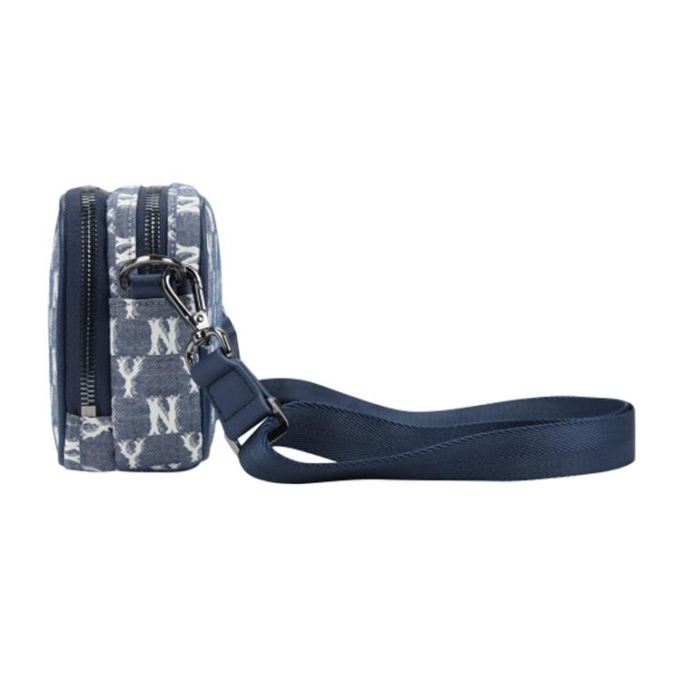 New MLB Monogram Collection Polyurethane Polyester Camera Bag, Shoulder Bag, Crossbody Bag Trumpets Unisex Marine Blue 32BGDM011-50N