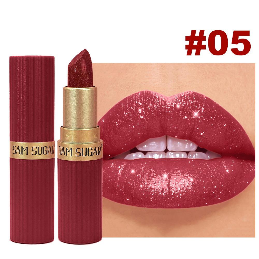 Nuovo Rossetto Metallico Rosso Lucido 6 Colori Lunga Tenuta Glitter Scintillante Lucidalabbra Solido Impermeabile Shimmer Labbra Vellutate Trucco