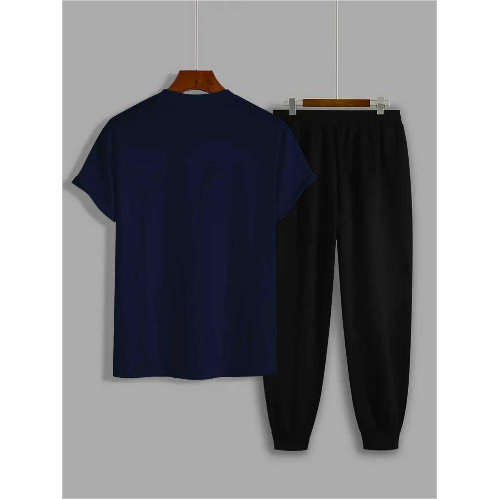 Men's Classic and Fashionable Casual Sports Pants and Short Sleeves Set, with Comfortable and Soft Fabric, Suitable for Daily Wear or Travel