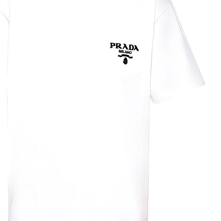 PRADA T-Shirts Men's White Crew Neck Moderate UJN787-1Z53-F0009-S-221
