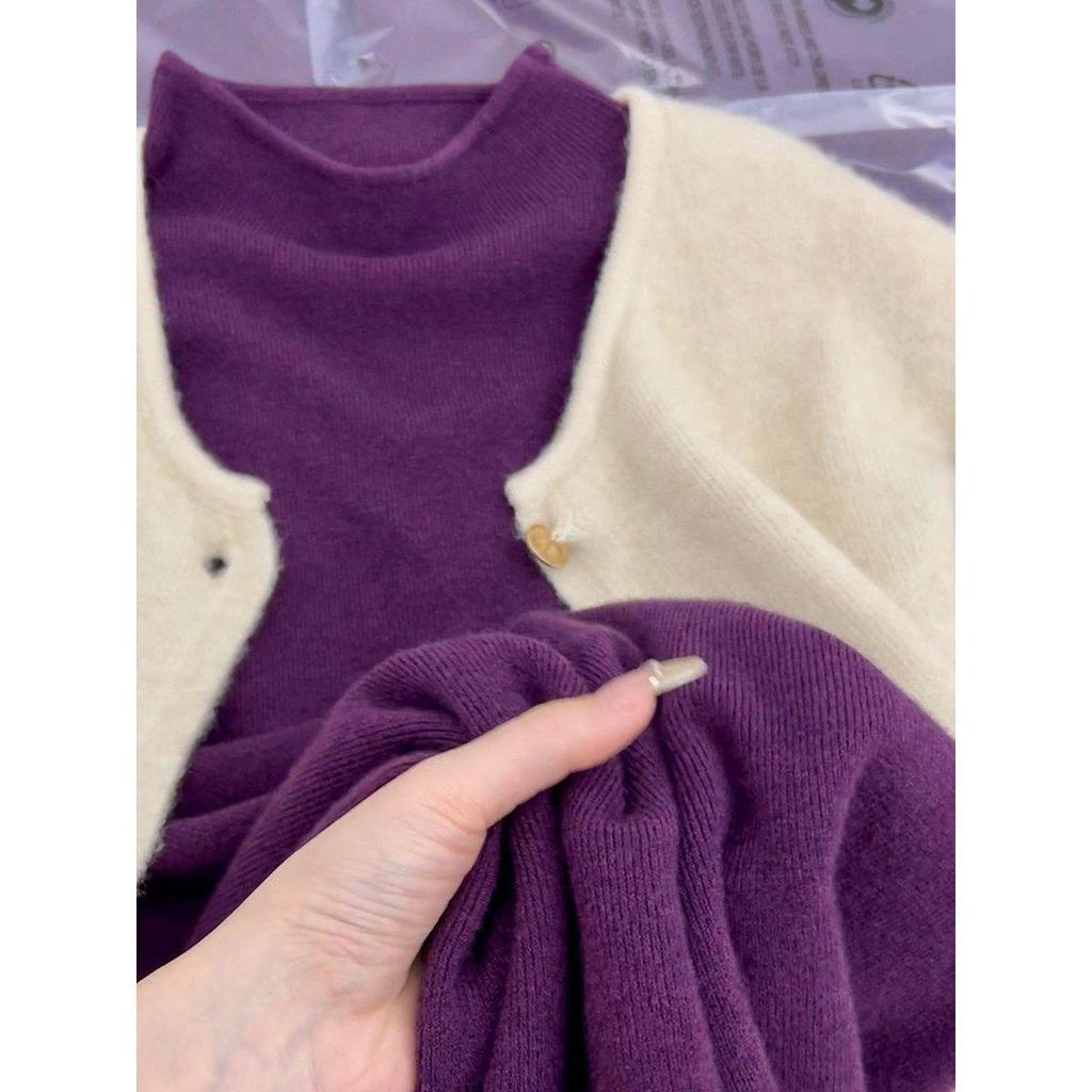 Women's Elegant Semi-High Neck Soft Knitted Pullover Sweater for Autumn and Winter