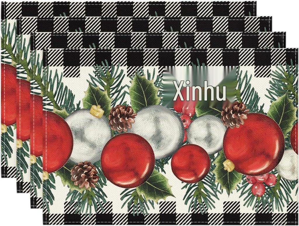 Christmas Placemat Set with Plate & Cup Insulation - Holiday Decorative Table Mats