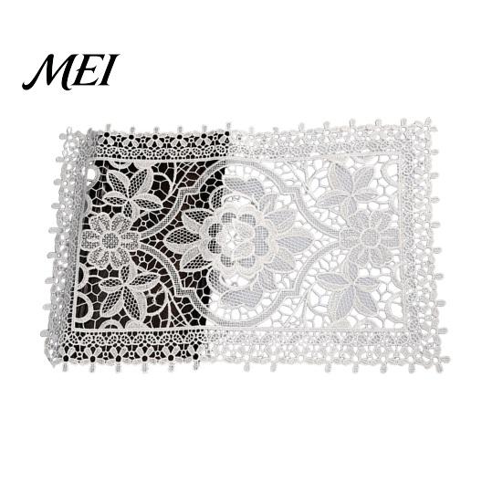 Decorative Table Covers for Weddings White Lace Doily, Elegant Retro Placemat, Embroidered Placemats Dining Mat, Rectangular Round Oval Doilies
