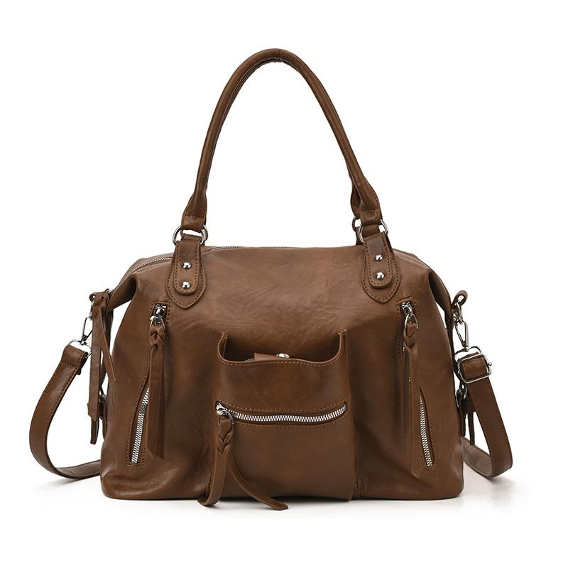 

Winter Retro Shoulder Tote Hand Bags for Women PU Leather Crossbody Commuter Bags Large Capacity Shoppers Sac Luxury handbags 43cm 14cm 28cm светло-коричневого