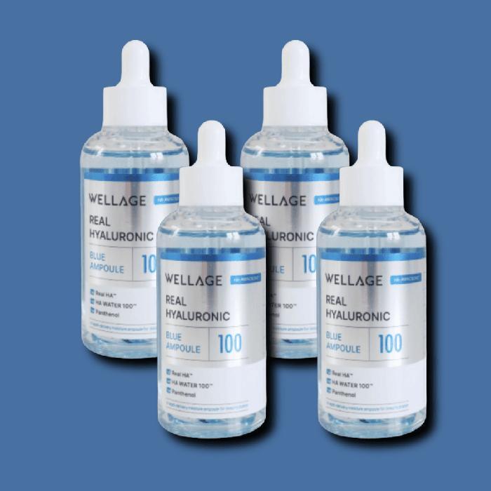 

WELLAGE Ампула с гиалуроновой кислотой Real Hyaluronic Blue 100 мл x 4 (43477044)