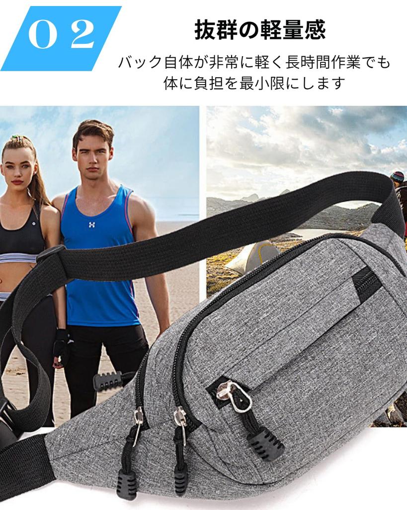 To all Genie Large Lightweight Waist Pouch with 4 Pockets for and More Men's Capacity, Travel, Work, (Gray)