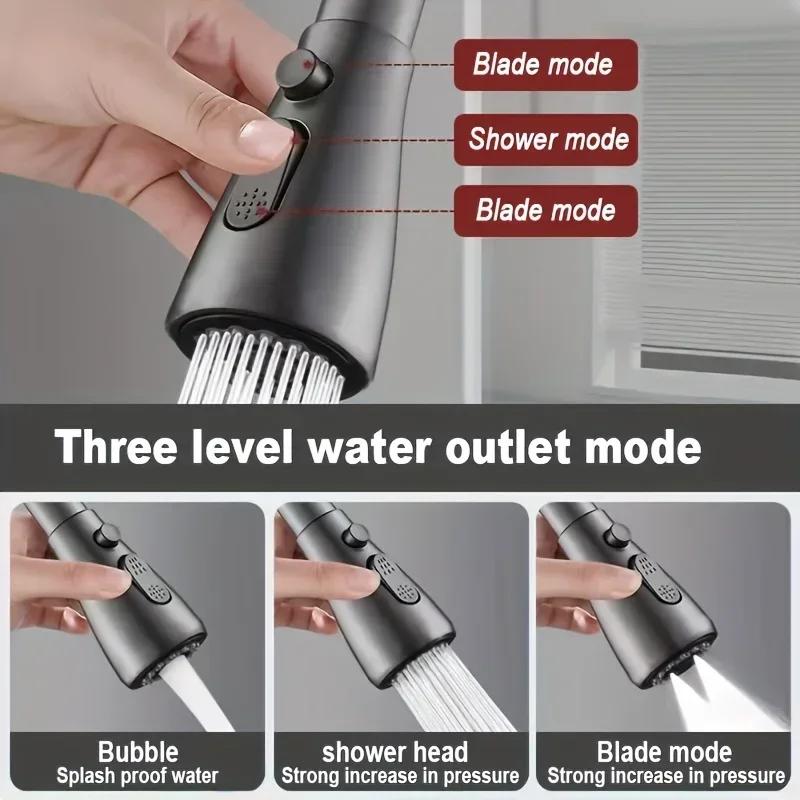 1 pezzo Estensore per Rubinetto Lega Metallica, Tre Modalità, Risparmio Idrico Testa Doccia Estesa Filtro Spray Estensore per Rubinetto Cucina