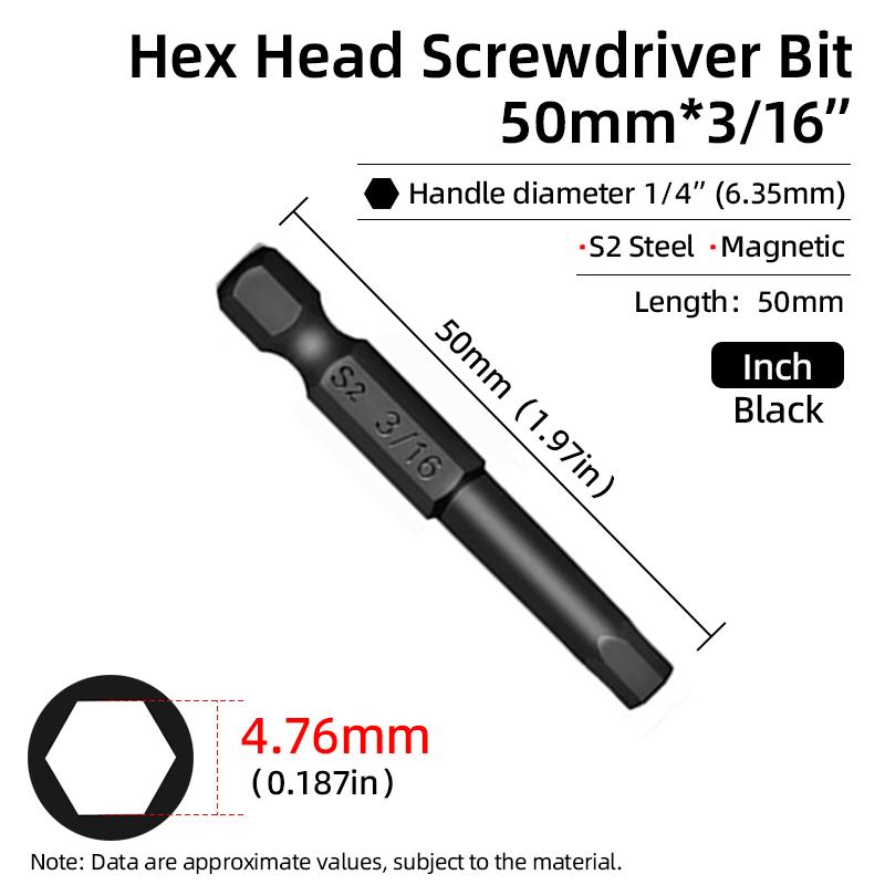 50mm hexagonal șurubelniță biți Imperial magnetică hexagonală Allen cheie burghiu biți inch 5/64-5/16 șurubelniță burghiu electric scule de mână