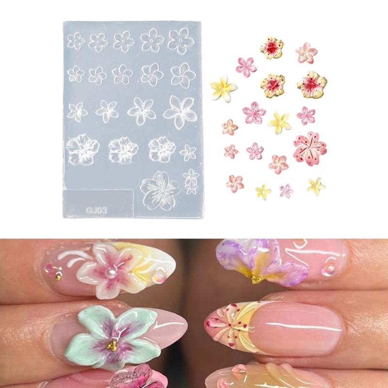 Multiple Size Sakuras Sturdy Silicone Mould Set Portable Accessory for Craft Supplies Nails Making Plaster Crafting