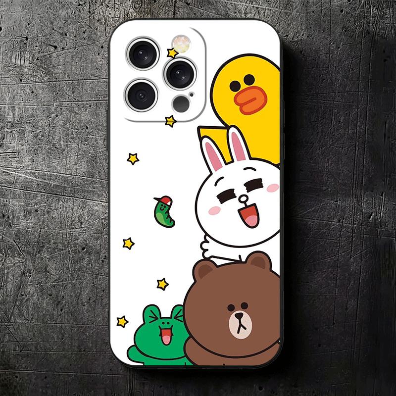 Cartoon Bear B-Browns C-Conys Soft Phone Case for iPhone 16 16E 17 Air 15 Pro Max 14 Plus 13 Mini 11 12 7 Black Cover Back Shell