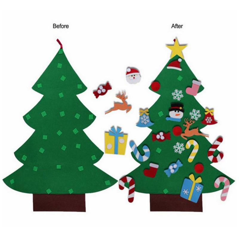 Felt Christmas Tree DIY Christmas Decorations Clearance with 25 PCS Ornaments Wall Decor for Kids Xmas Gifts Home Door