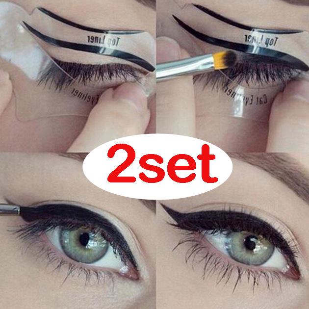 

2 комплекта моделей подводки для глаз «кошачий глаз» и «дымчатый глаз», шаблон, верхняя и нижняя подводка для глаз, карты, вспомогательные инструменты