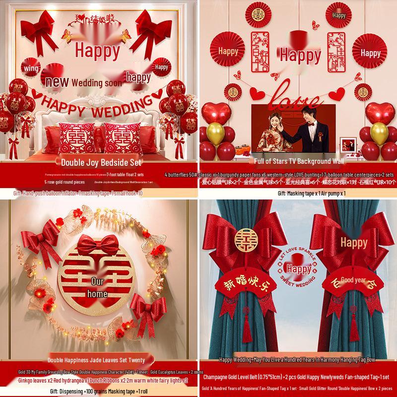 Complete Wedding Room Decoration Set: Bride & Groom's Bedroom Decor Essentials
