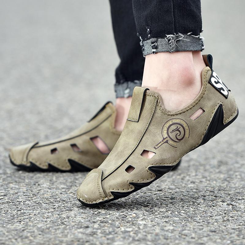 2025 Marke Bequeme Sommer Krake Atmungsaktiv Hohl Bohnenschuhe Outdoor Herren Rundkopf Rutschfest Weiche Sohle Fahrschuhe